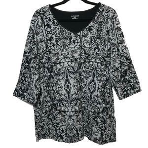 Catherines Womens Black and Gray 3/4 Sleeve Top
